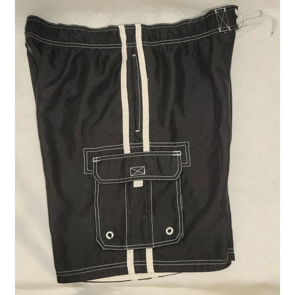 Ocean Pacific (OP) Men's Board Shorts Swim Trunks Black Cargo Size L (36-38)